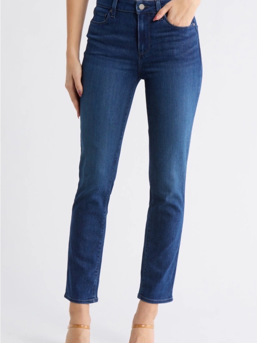 PAIGE Straight Leg Jeans in Deep Blue Wash